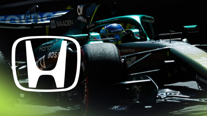 Ferandno Alonso driving the Aston Martin AMR26, Honda logo
