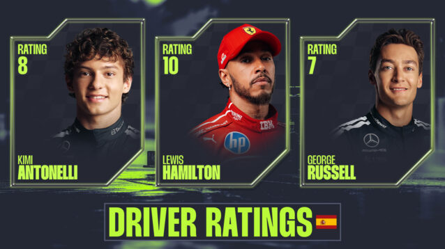 Lewis Hamilton scored a perfect 10 in our Driver Ratings as he beat George Russell in the Barcelona GP.