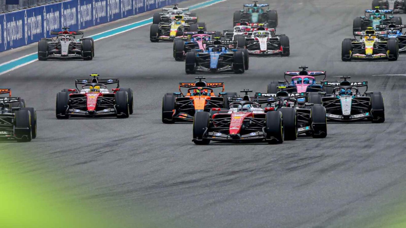 A view of the start of the Miami Grand Prix, one of the races segmented for F1 sustainability.