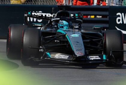 Mercedes' George Russell at the 2026 Monaco Grand Prix.