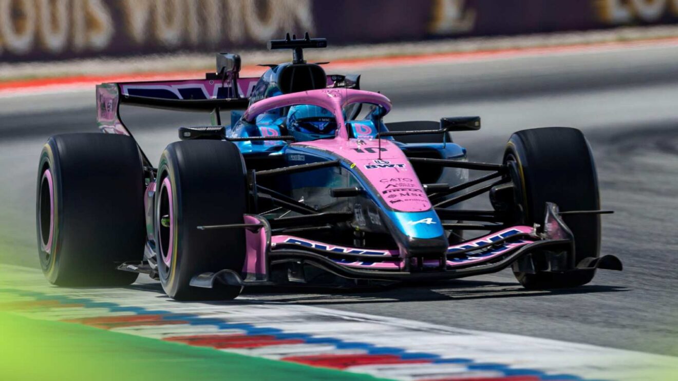 Alpine driver Pierre Gasly in action at the Barcelona-Catalunya Grand Prix.