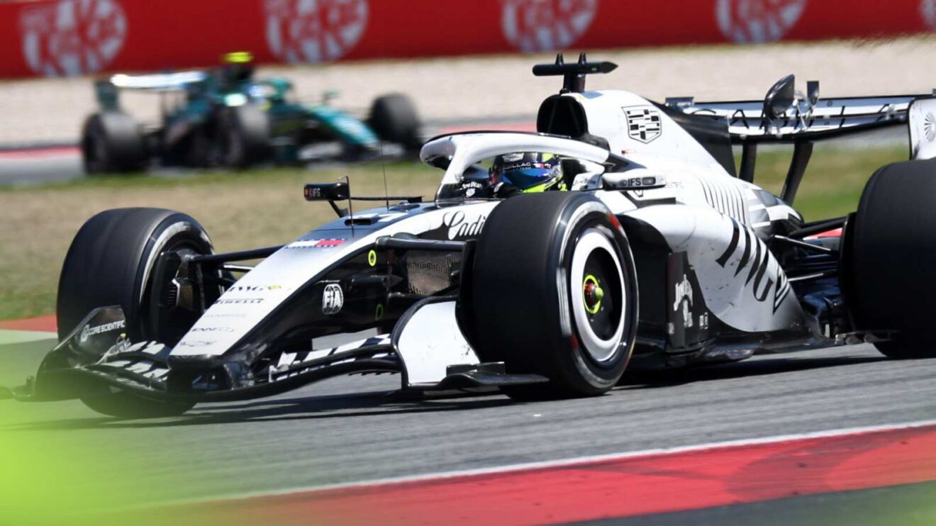 Cadillac driver Sergio Perez drives at the Barcelona-Catalunya Grand Prix.