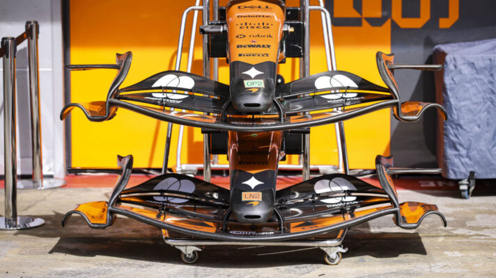McLaren MCL40 front wing redesigned at the Barcelona Grand Prix