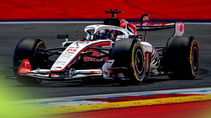 Ryo Hirakawa at the wheel of the Haas VF-26 during Austrian Grand Prix 2026 FP1