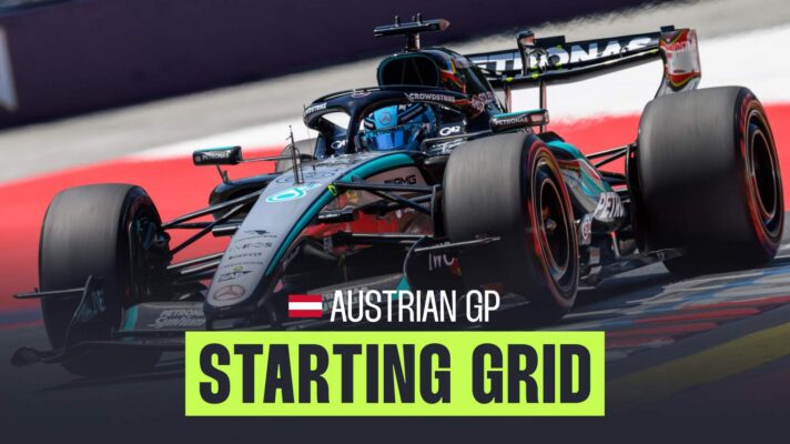 F1 starting grid for the 2026 Austrian Grand Prix.
