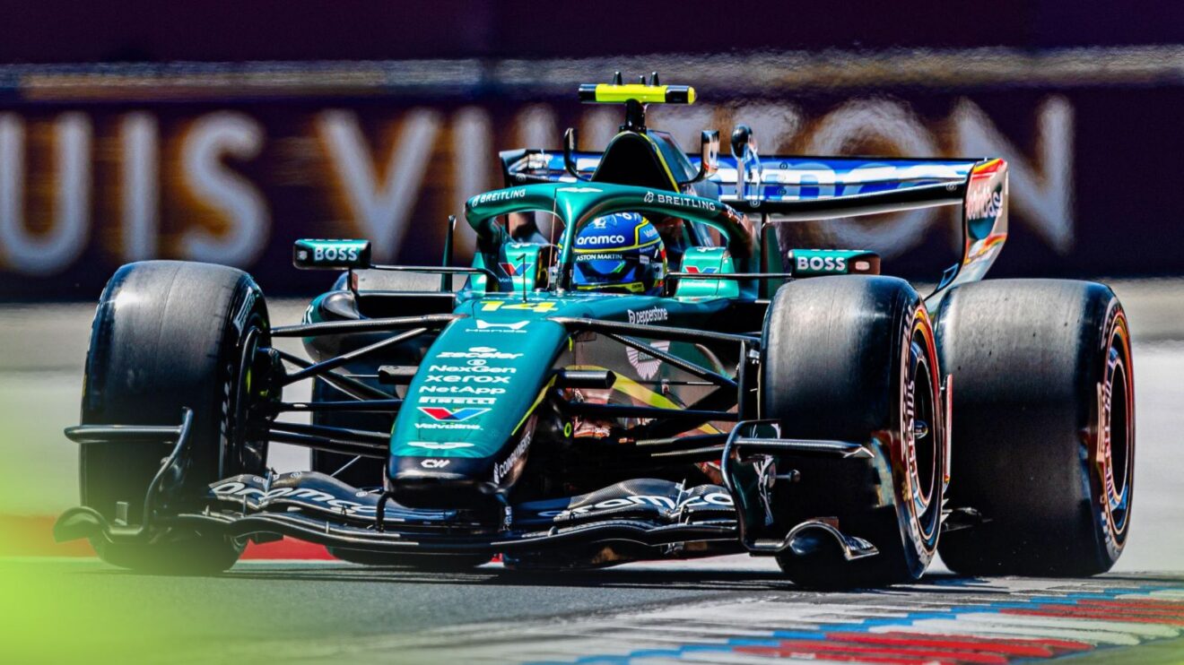 Fernando Alonso driving the Honda-powered Aston Martin AMR26 at the Austrian Grand Prix