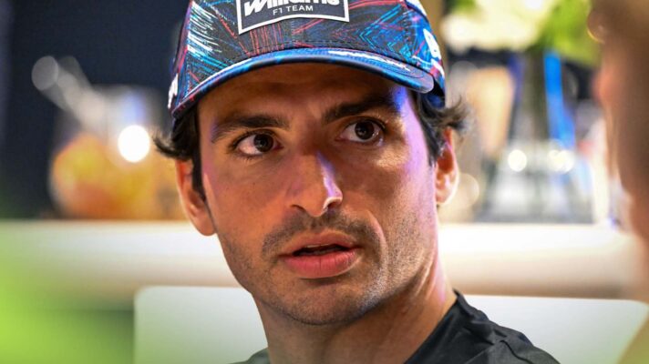 Carlos Sainz in a British GP media session.