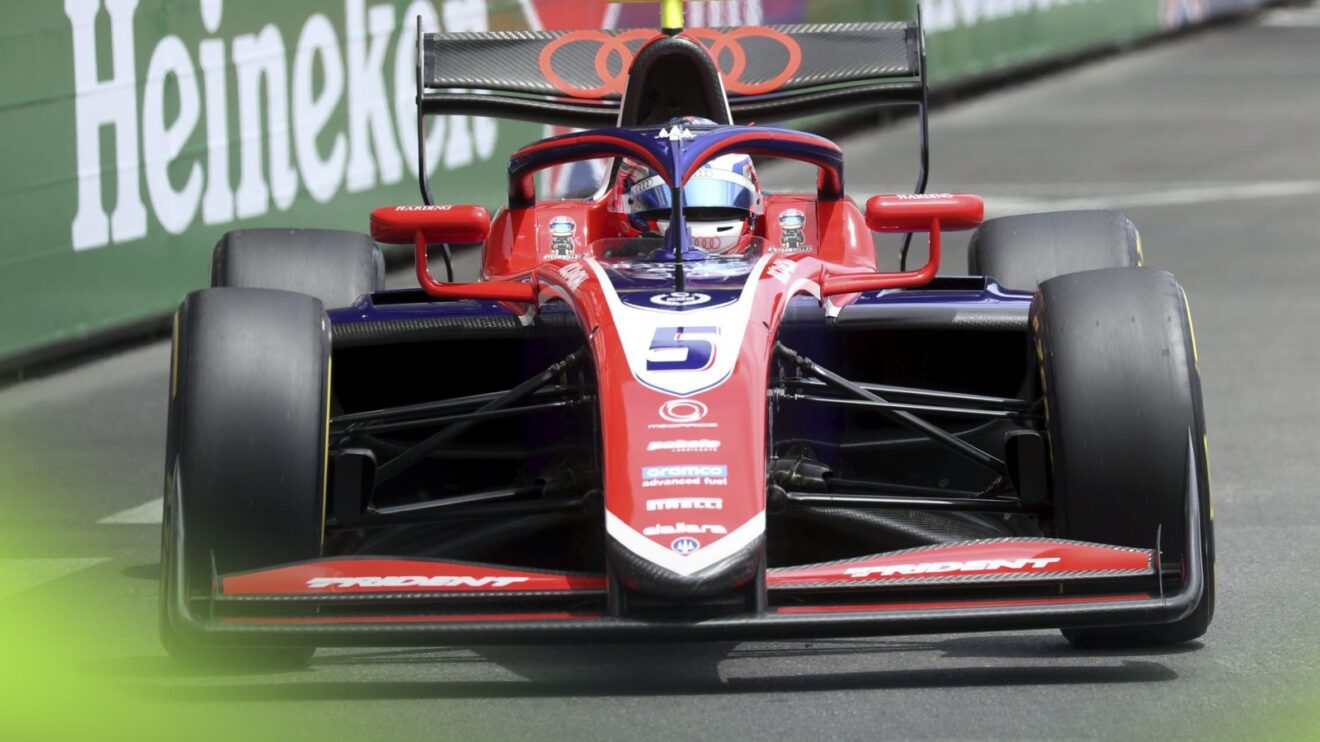 Freddie Slater driving the Trident car at the 2026 Monaco Formula 3 round