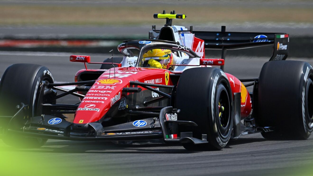 Lewis Hamilton in action for Ferrari at the 2026 British Grand Prix