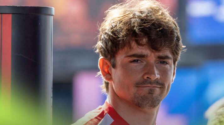 Ferrari driver Charles Leclerc in the paddock at Silverstone.