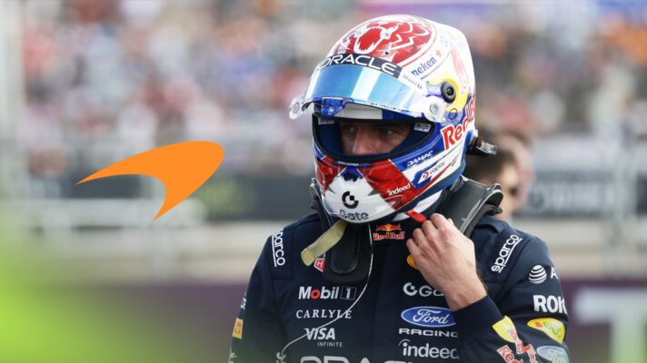 Max Verstappen and the McLaren logo