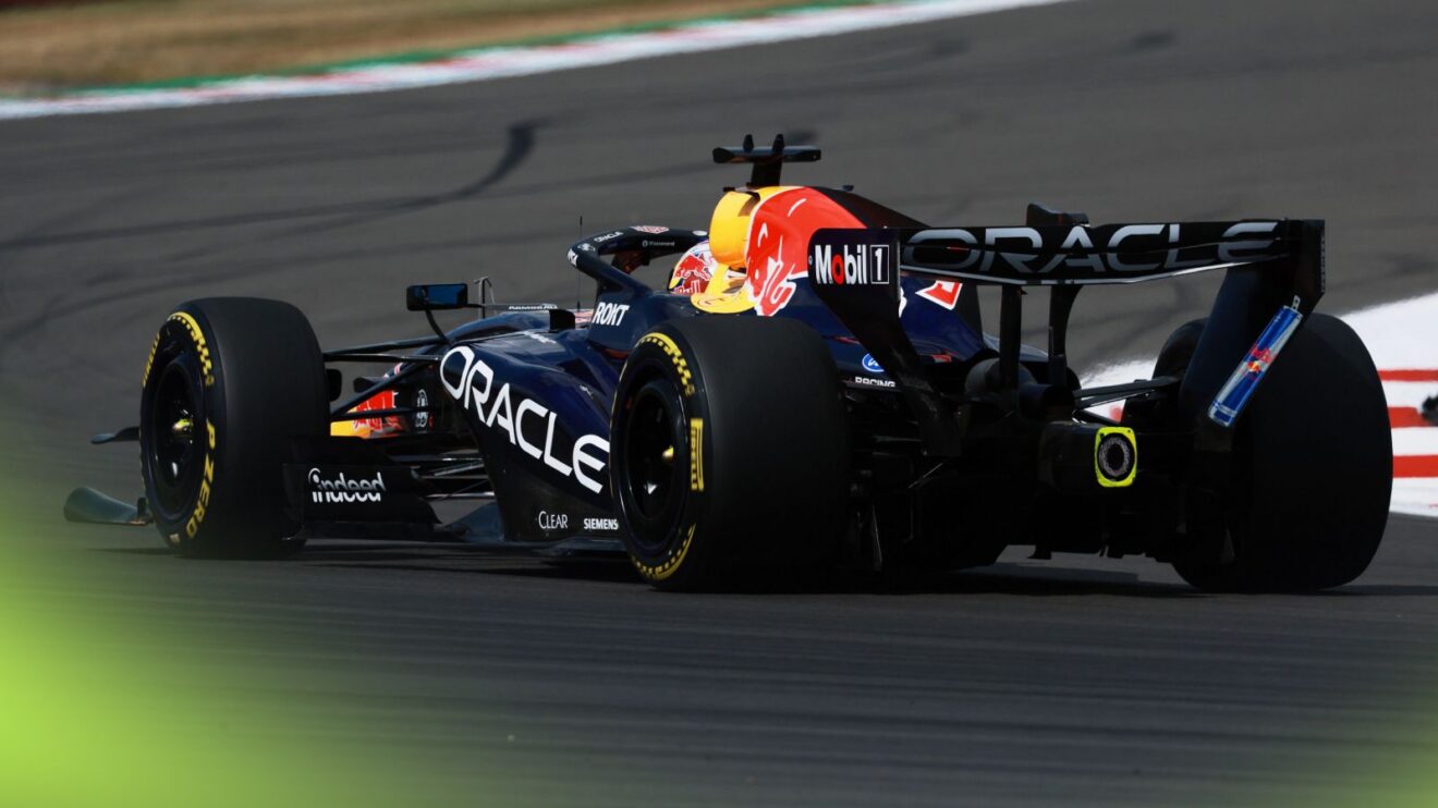 Max Verstappen at the wheel of the Red Bull RB22 at the 2026 British Grand Prix