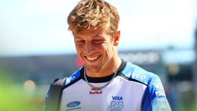 Liam Lawson, Racing Bulls, pictured at the 2026 British Grand Prix