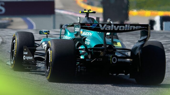 Fernando Alonso at the wheel of the Aston Martin AMR26 during the 2026 Austrian Grand Prix
