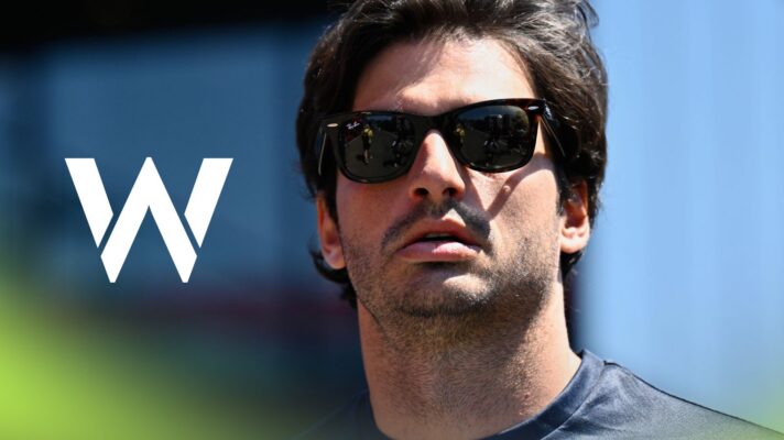 Carlos Sainz pictured at the 2026 Austrian Grand Prix, as a Williams logo appears on the left