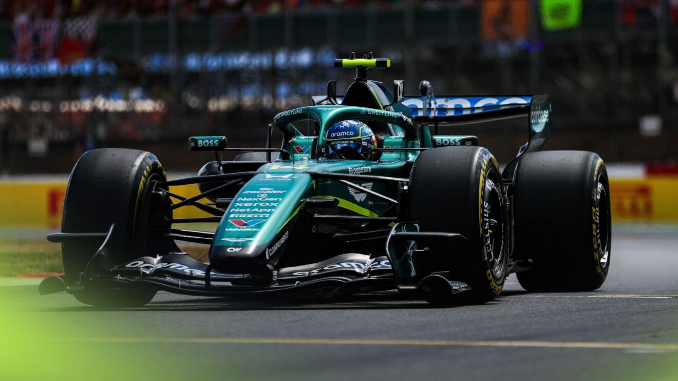 Fernando Alonso at the wheel of the Aston Martin AMR26 at the 2026 British Grand Prix