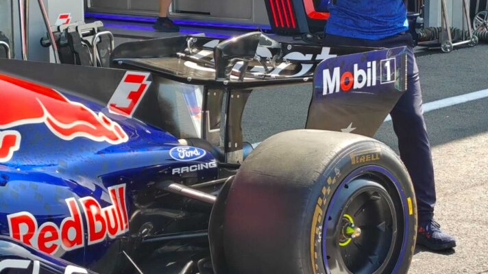 The Red Bull rear wing for the Belgian Grand Prix