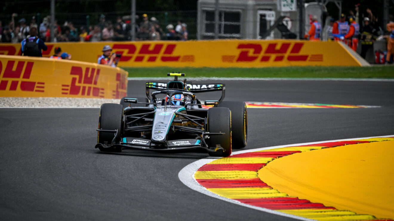 Kimi Antonelli lapping the Spa circuit in the Mercedes W17