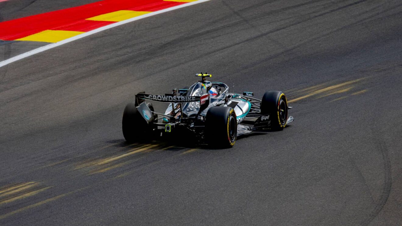 Kimi Antonelli in action for Mercedes at the 2026 British Grand Prix