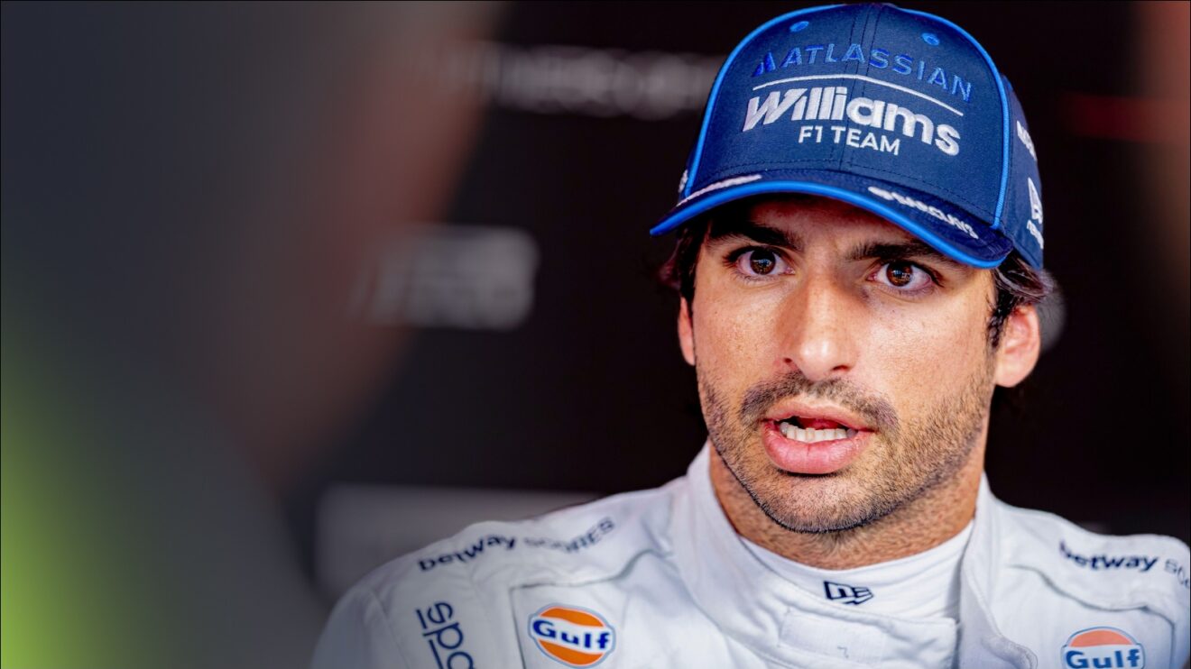 Carlos Sainz speaking to the media