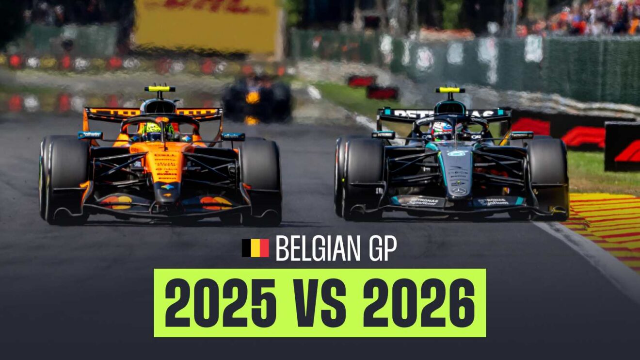 Belgian Grand Prix data comparing 2025 and 2026 laps.