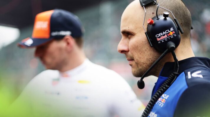 GianPiero Lambiase on the grid at Spa with Max Verstappen in the background