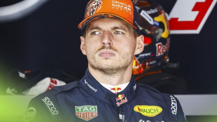Max Verstappen pictured in the Red Bull garage at the 2026 Belgian Grand Prix