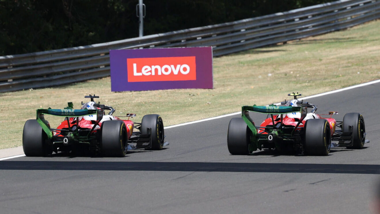 Charles Leclerc and Lewis Hamilton side-by-side at the Hungaroring