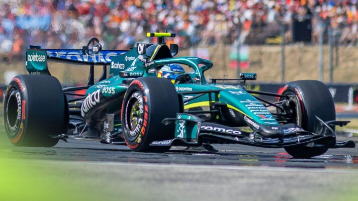 Fernando Alonso at the wheel of the upgraded Aston Martin AMR26 at the 2026 Hungarian Grand Prix