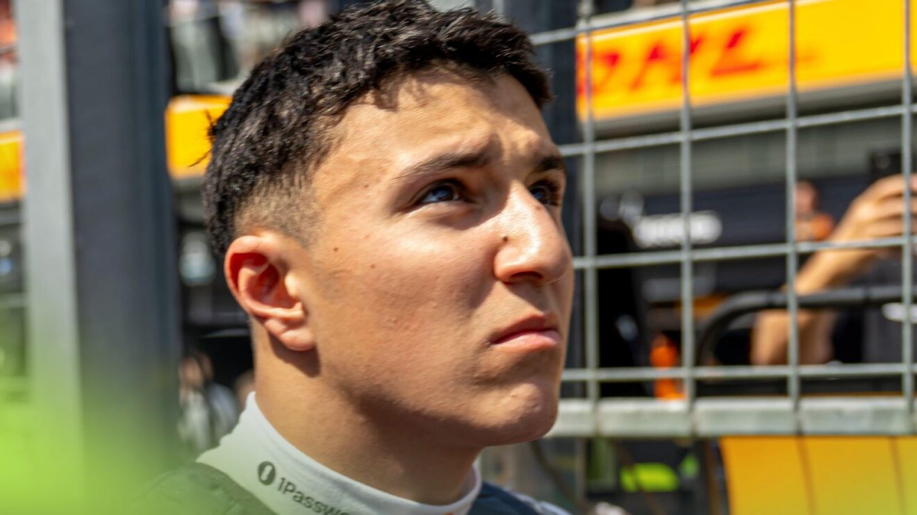 Red Bull driver Isack Hadjar looks up while on the grid. F1 2026 rules