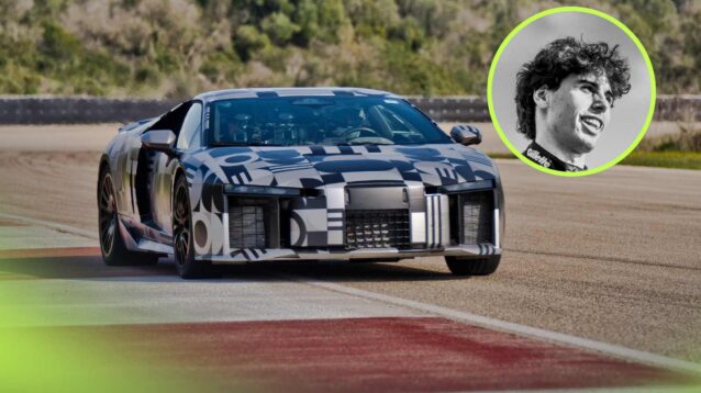 Audi Nuvolari testing with Gabriel Bortoleto inset.
