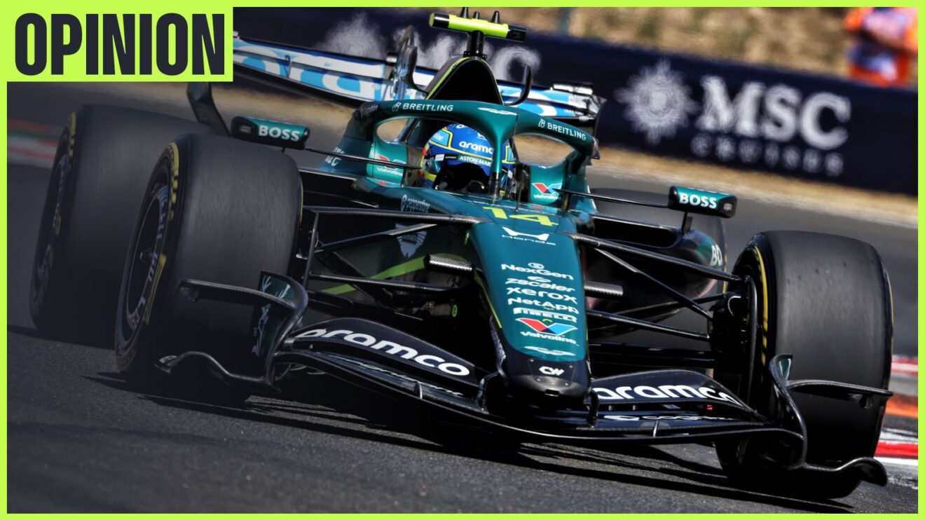 Fernando Alonso drives the upgraded Aston Martin AMR26 at the 2026 Hungarian Grand Prix