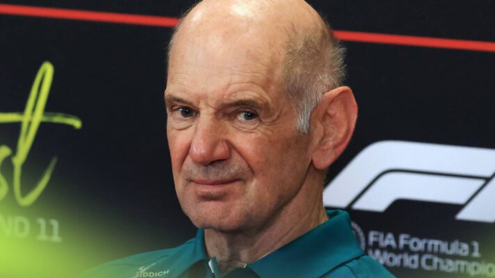 Adrian Newey eyes the camera in a press conference