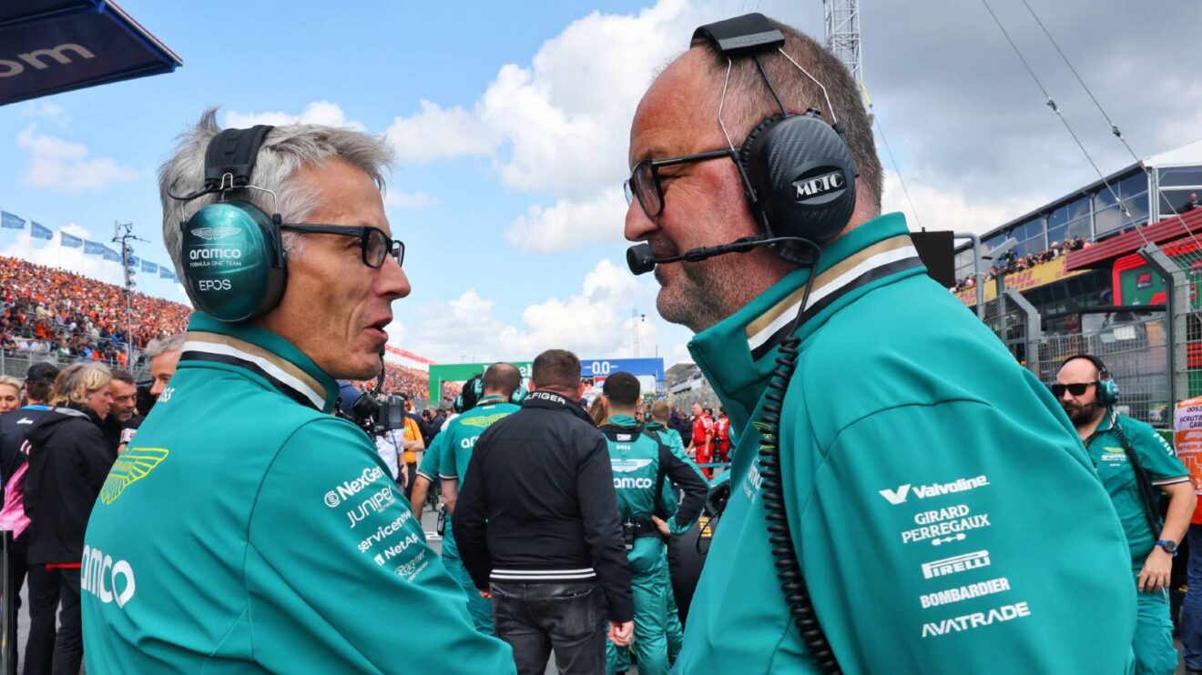 Aston Martin's Mike Krack and Tom McCullough, pictured at the 2024 Dutch Grand Prix.