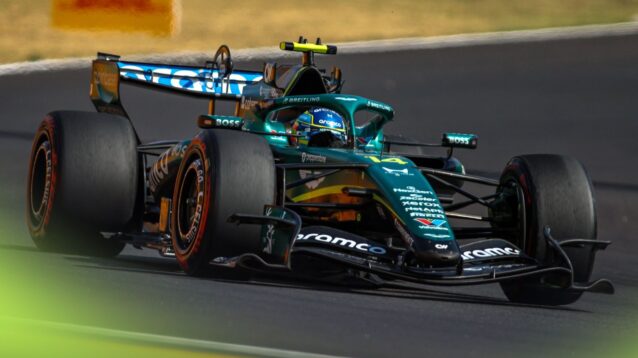 Fernando Alonso driving the Aston Martin AMR26 at the 2026 Hungarian Grand Prix