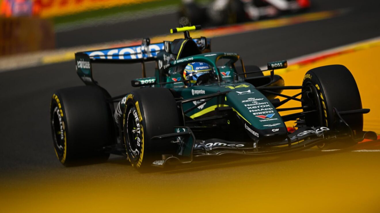 Honda power goes into the Aston Martin AMR26, driven by Fernando Alonso.