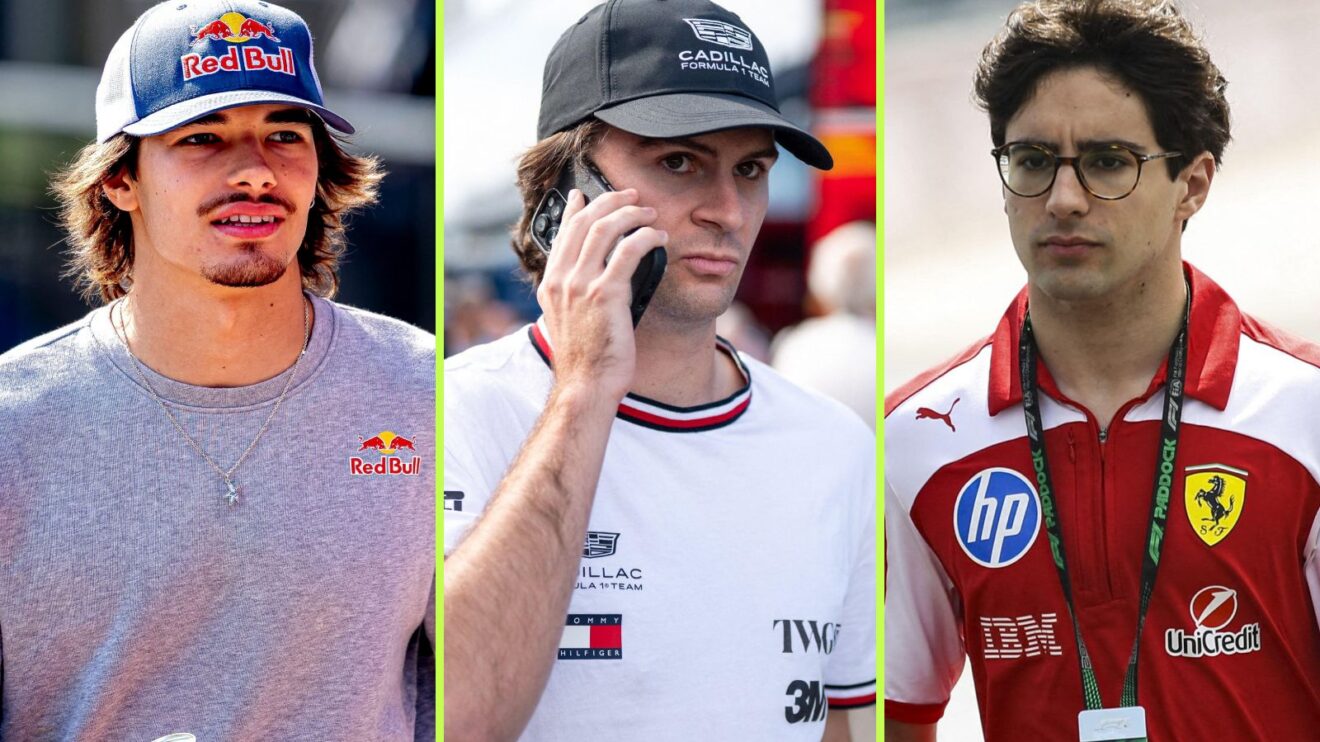 From left to right, Nikola Tsolov, Red Bull, Colton Herta, Cadillac and Rafael Camara, Ferrari, pictured across the 2026 Belgian and Hungarian Grands Prix