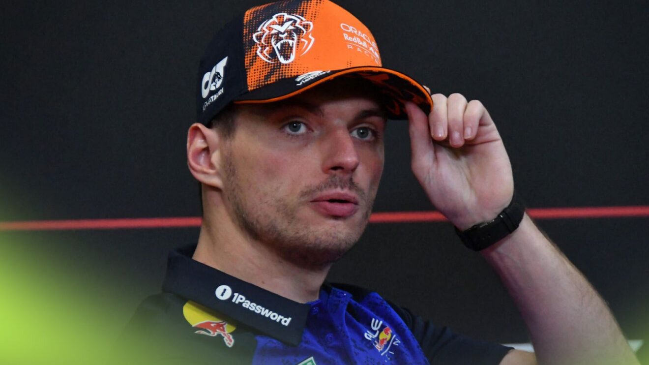 Red Bull driver Max Verstappen appears in a press conference at the 2026 Belgian Grand Prix
