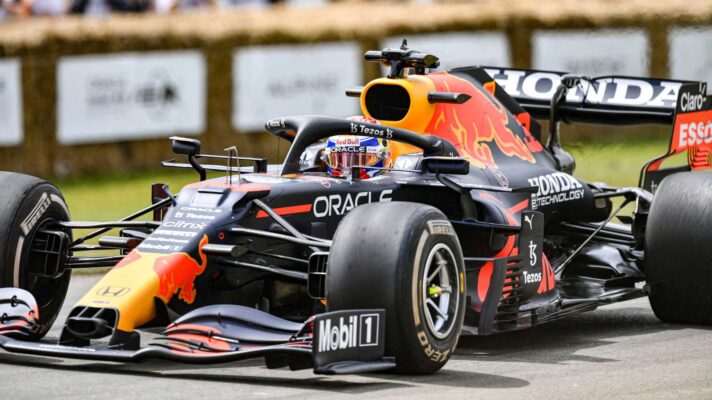 Max Verstappen drives his Red Bull RB16B from 2021 at Goodwood.