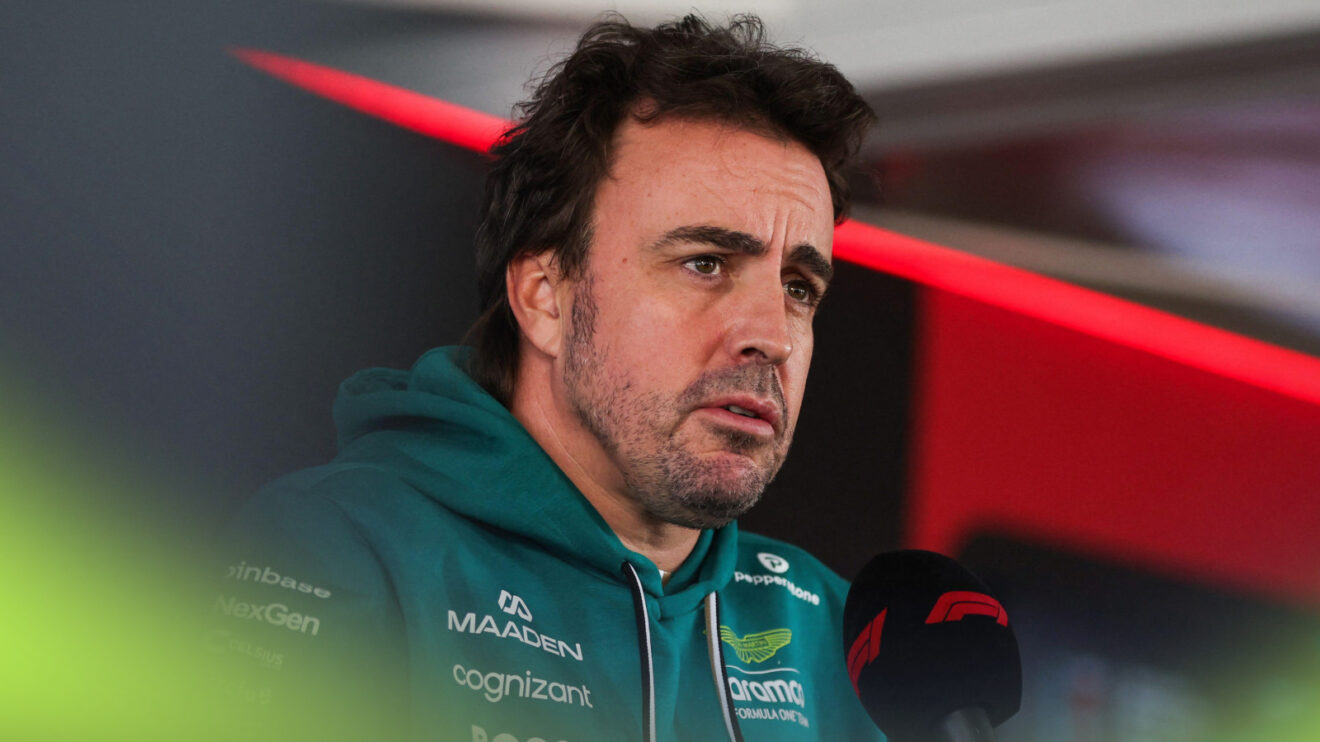 Fernando Alonso during an interview in the F1 paddock.