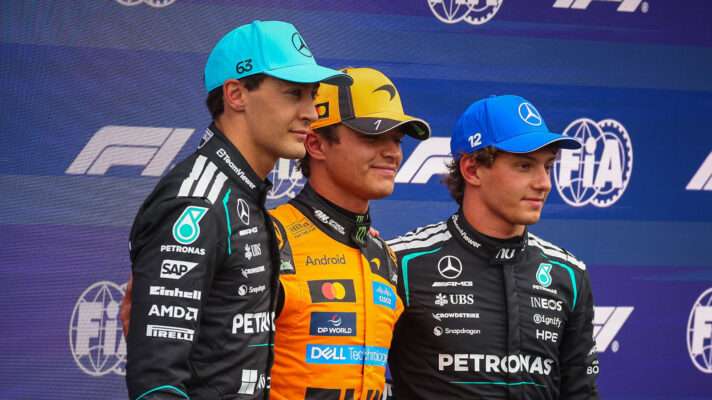 Lando Norris with George Russell and Kimi Antonelli in Zandvoort