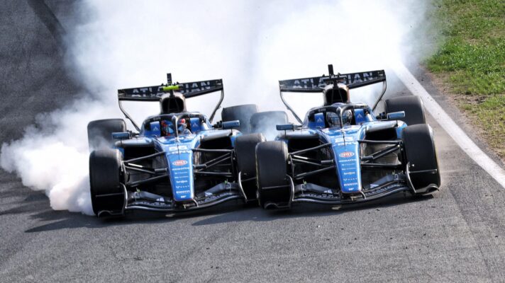 Carlos Sainz and Alex Albon collide