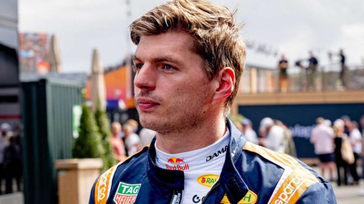 Max Verstappen in the paddock after retiring from the Dutch GP.