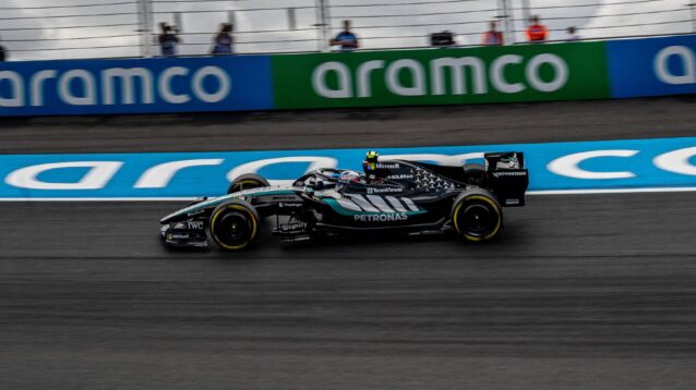 Mercedes' Kimi Antonelli on track at the 2026 Dutch Grand Prix.