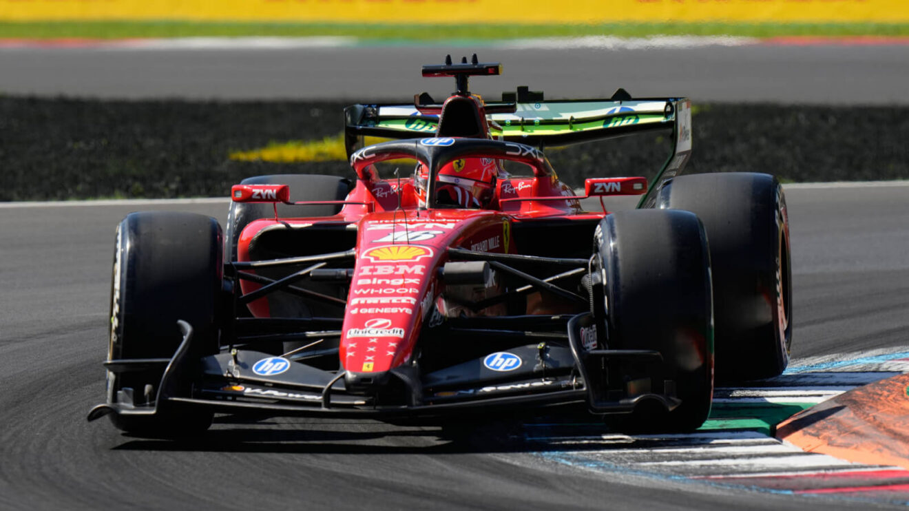 Charles Leclerc lays down the lap in the Ferrari SF-26 at Monza