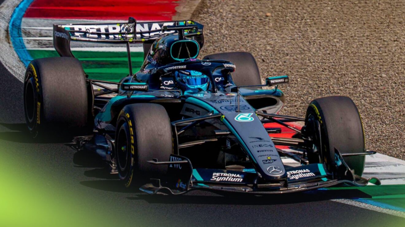 George Russell in action for Mercedes at the 2026 Italian Grand Prix