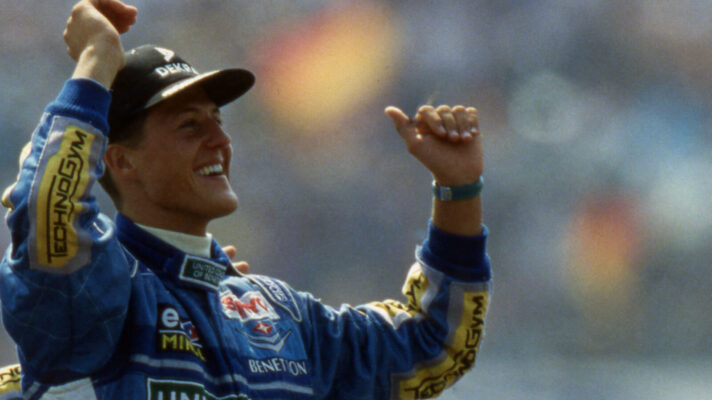 Michael Schumacher celebrates