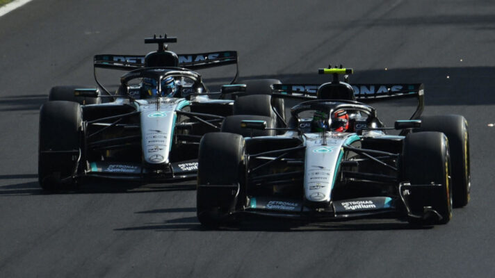 Kimi Antonelli and George Russell racing for position at Monza
