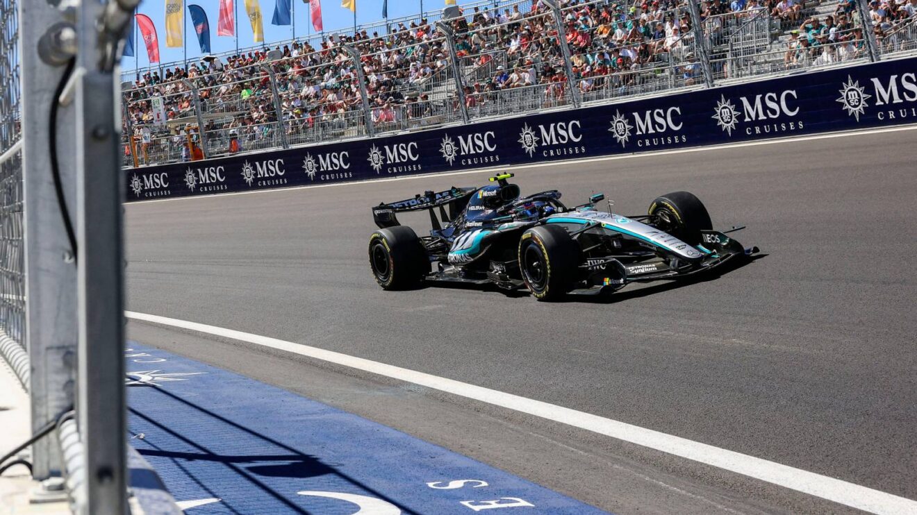 Mercedes' Kimi Antonelli on track in Madrid.