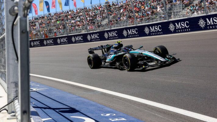 Mercedes' Kimi Antonelli on track in Madrid.